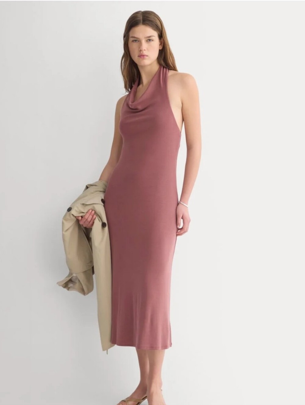 🆕EVERLANE The Cowlneck Halter Dress in Butterknit